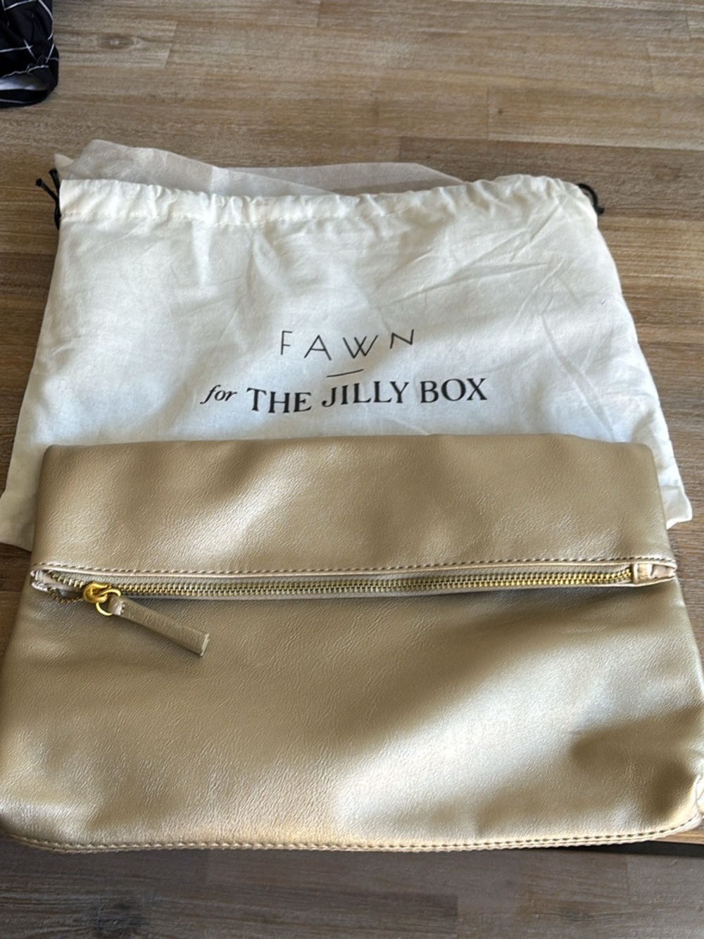 Gentle Fawn for the Jilly Box Fold-Over Leather Clutch in Light Gold
